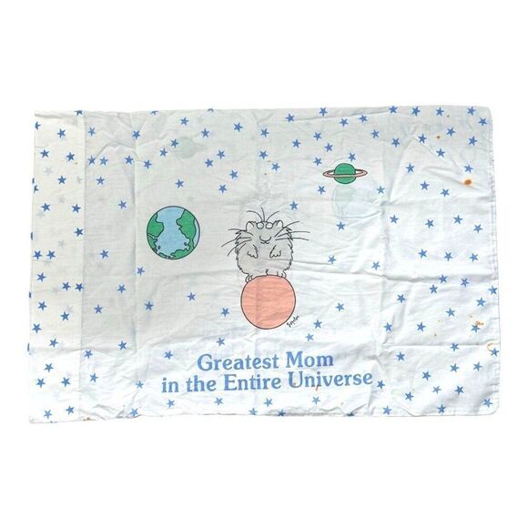 Vtg 80s Sandra Boynton "Greatest Mom In The Entire Universe" Pillowcase READ - Picture 1 of 7